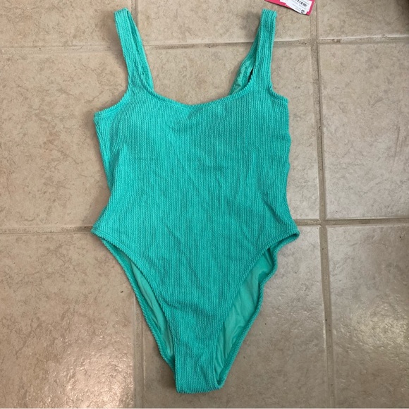 Xhilaration NWT green one piece swimsuit, high-cut, light padding L(8/10) - Picture 10 of 13